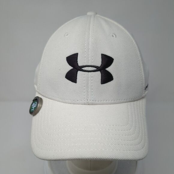 Under Armour Fitted Hat White M/L 6 Panel Banff Springs Golf Course - Picture 2 of 9
